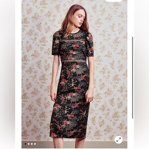 Urban Outfitters Black Floral Midi Dress